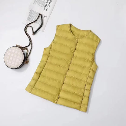 2025 neue Frauen Ärmellose Puffer Jacke Frühling Winter Weibliche 90 % Weiße Ente Unten Ultra Leichte Packbare Warme Daunen Liner weste