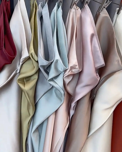 French Style Chic Women's Acetic Acid Satin Flowy High Waist Hip Hugging Skirt for Spring/Summer Fishing Tail Skirt A-line Skirt.