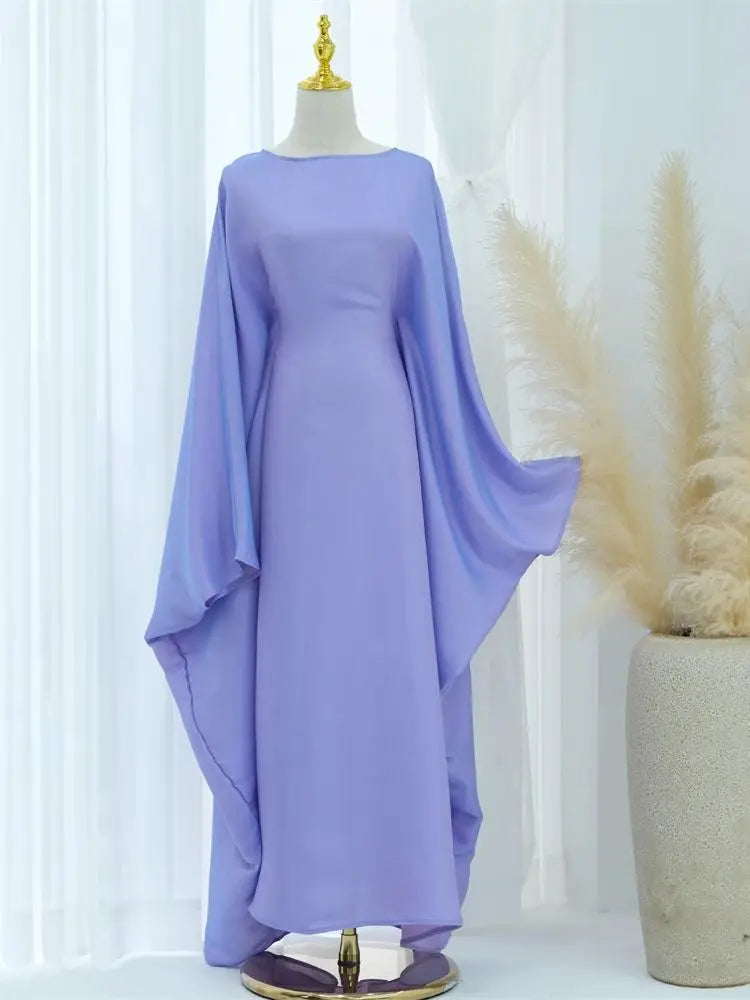 Batwing Butterfly Satin Abaya Dubai Luxury Muslim Kaftan Maxi Dress Abayas For Women Kebaya Robe Caftan Marocain Femme Vestidos