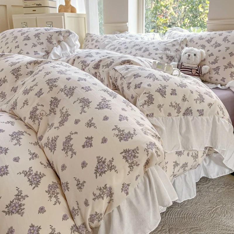 INS Princess 2025 New Style Bedding Sets Sweat Bow Quilt Cover Romantic Bedclothes Decor Woman Bedroom Duvet Cover Set 4pcs.