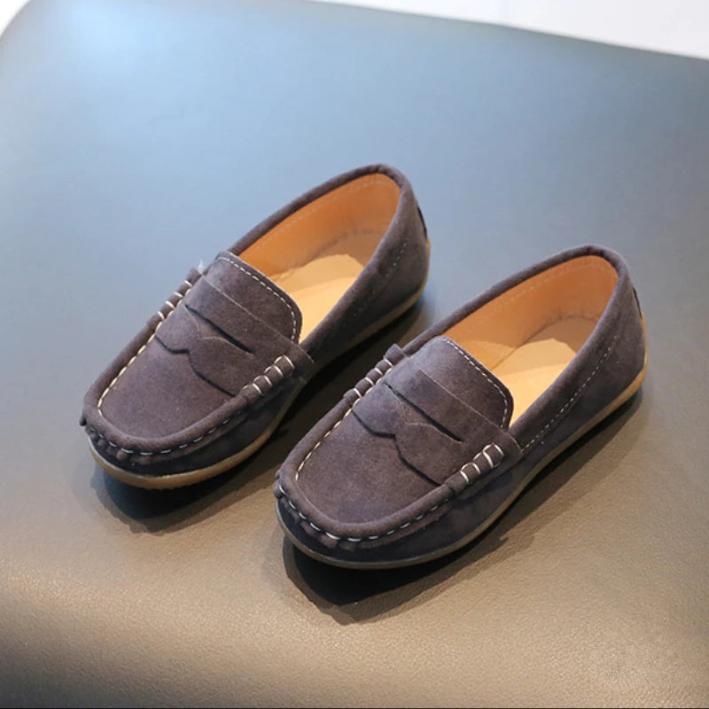 Boy Leather Shoe Fashion Solid Color Versatile Kids School Causal Single Shoes Breathable Non-slip Children Slip-on Flat Loafers.