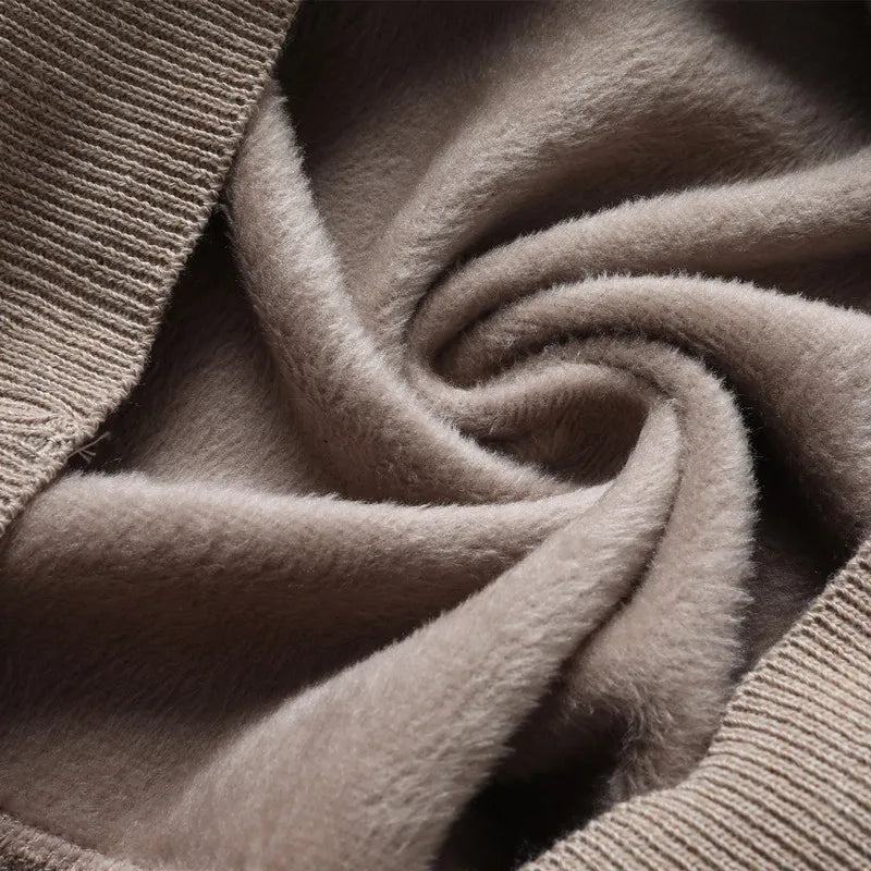 Men‘s Thermal Fleece High-neck Sweater Winter Turn-down Collar Fleece-lined Knitted Pullover Casual Keep Warm Thick Bottom Tops.