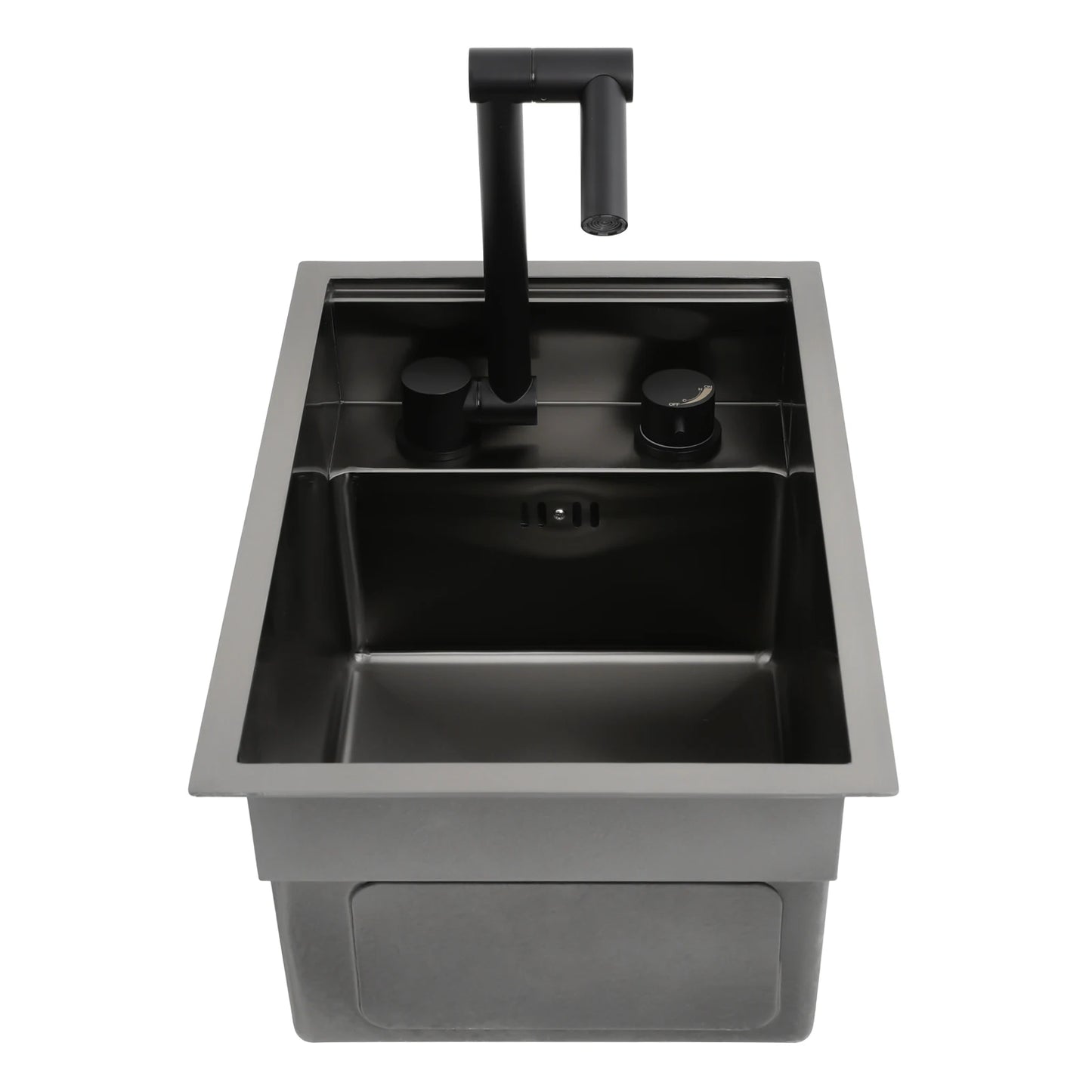 Bymaocar Edelstahlspüle 30 x 45 x 23 cm mit Wasserhahn, eingebettetes Küchenspüle, einschüssel, verdecktes Küchenspüle