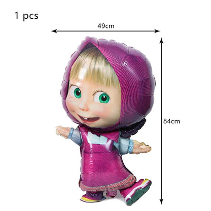 Mashas und Bär Geburtstag Party Dekoration Cartoon Thema Luftballons Kinder Event liefert Einweggeschirr Hintergrund