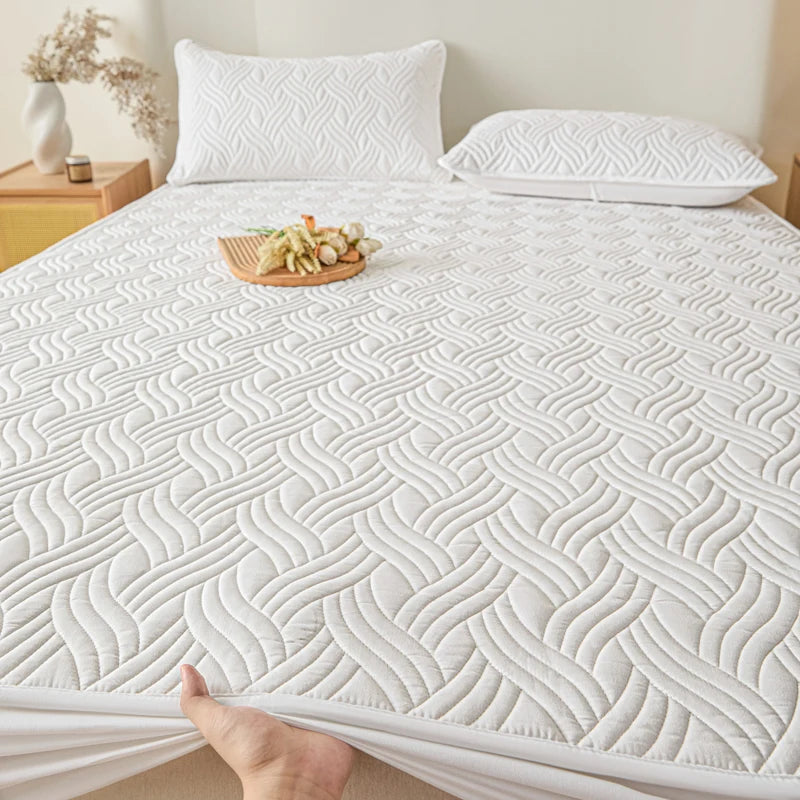 Dreamreal Cotton Thick Quilted Mattress Cover Anti-bacterial Anti-mite Mattress Protector Topper Pad Soft Fitted Sheet 6 Colors.