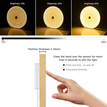 DC 12V Neon Light LED Strip Penetrable Wood Hand Sweep Touch Sensor Switch Dimmable Neon Rope Tube Lamp DIY Home Garden Decor.