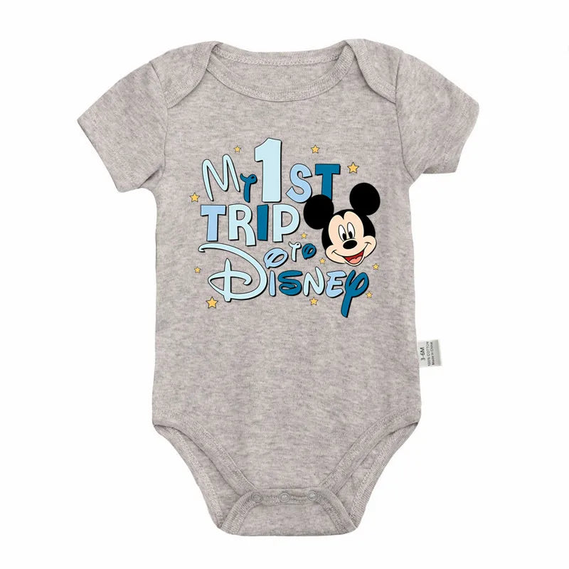 Neue Ankunft Baby Kleidung My 1st Trip Disney Baby Bodys 100% Baumwolle Sommer Baby Jungen Mädchen Strampler.