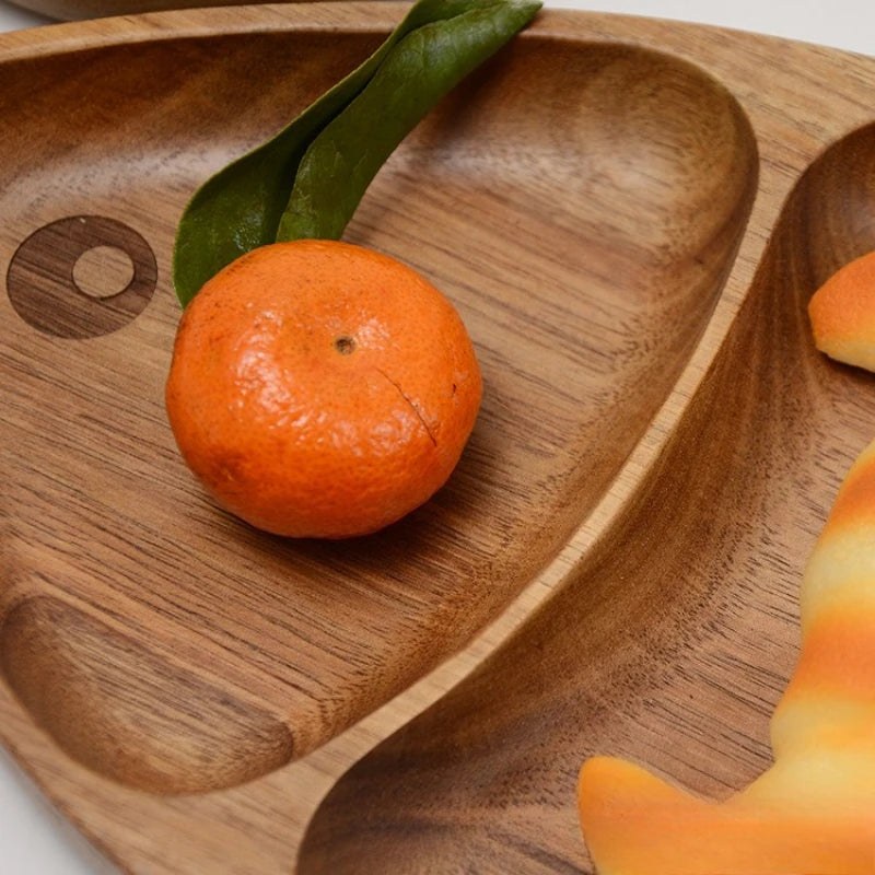 Wooden Leaf Shaped Fish Shaped Nut Tray Divided Plate Fruit Bread Pastry Tray Japanese Tableware.