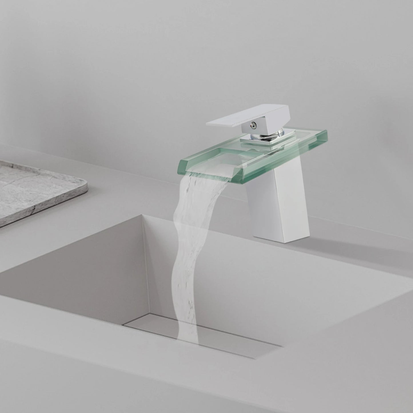 Smart Bathroom Faucet with Temp Light, Anti-Scald LED Indicator, Brass Construction, Waterfall LED Faucet, LED Color Changing