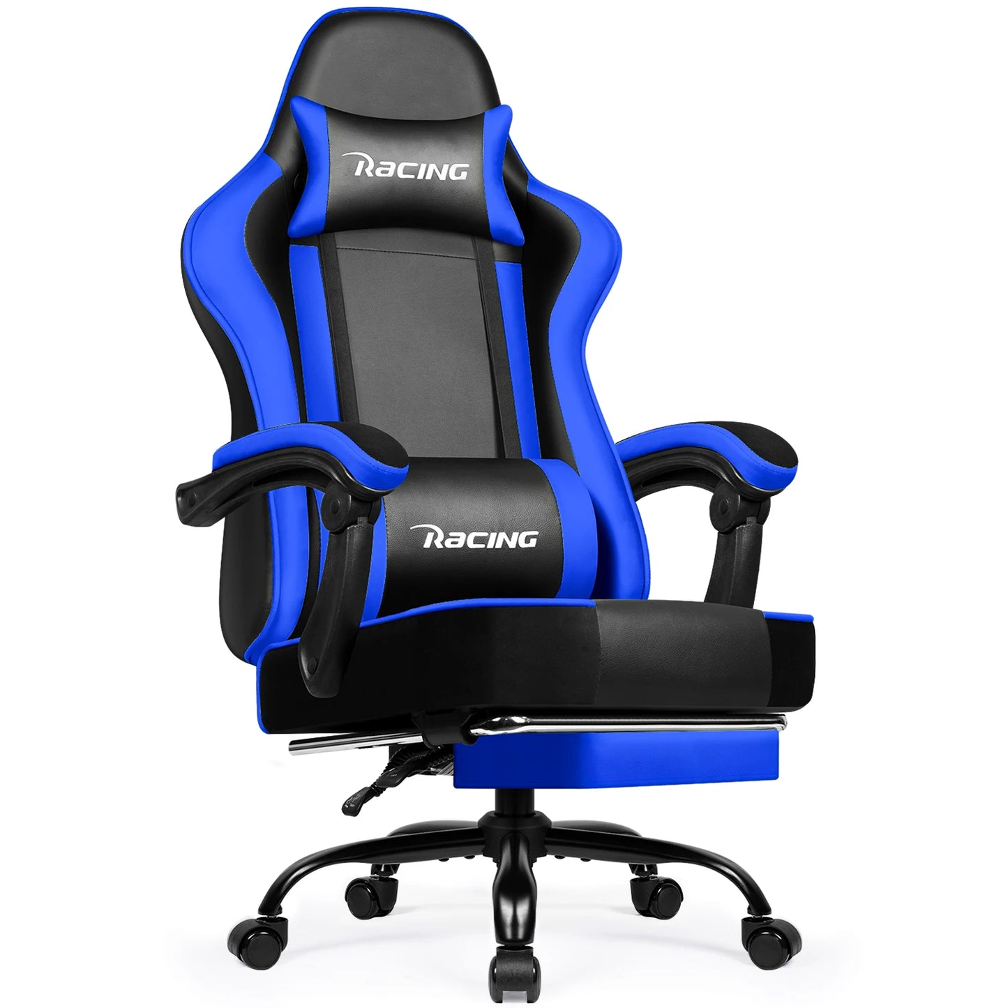 Daccormax Ergonomischer Gaming-Stuhl mit Fußstütze, Liegestuhl 170 ° , Rennstuhl aus PU-Leder mit Lordosenstütze und Kopfstütze