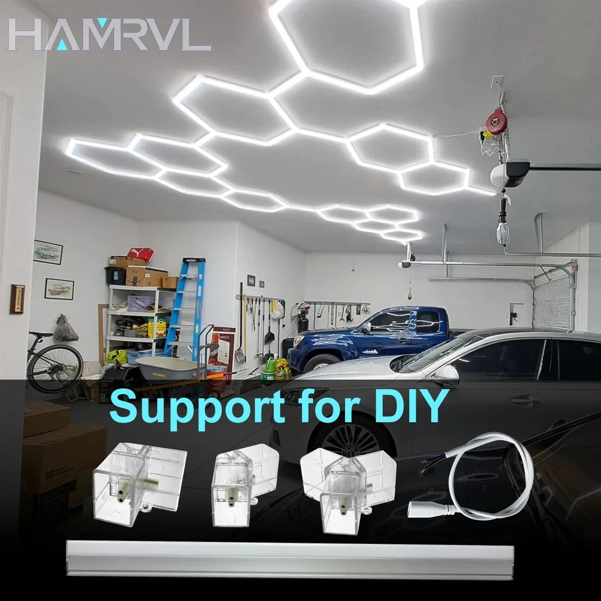 Garage Accessories DIY LED tube Hexagon connector cable for honeycomb Lamp 110-240V for Barbershop Workshop 4s Car Body Lighting.