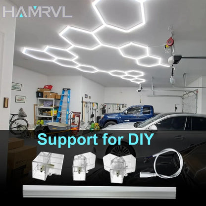 Garage Accessories DIY LED tube Hexagon connector cable for honeycomb Lamp 110-240V for Barbershop Workshop 4s Car Body Lighting.