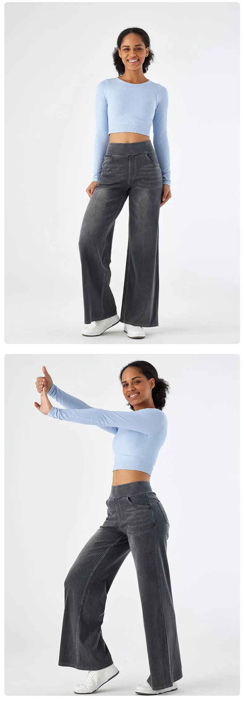 Women's New Large Size Denim Wide-Legged Trousers American High-Waisted Thin Straight Loose Casual Trousers Casual Jeans