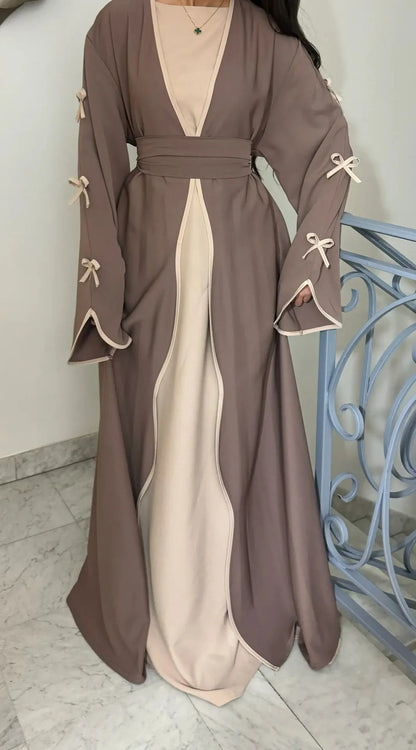 Eid Bow Abaya Women Cardigan Dress Muslim Party Caftan Robe Jalabiya Morocco Dubai Kaftan Islam Vestidos Largos Ramadan 2025.