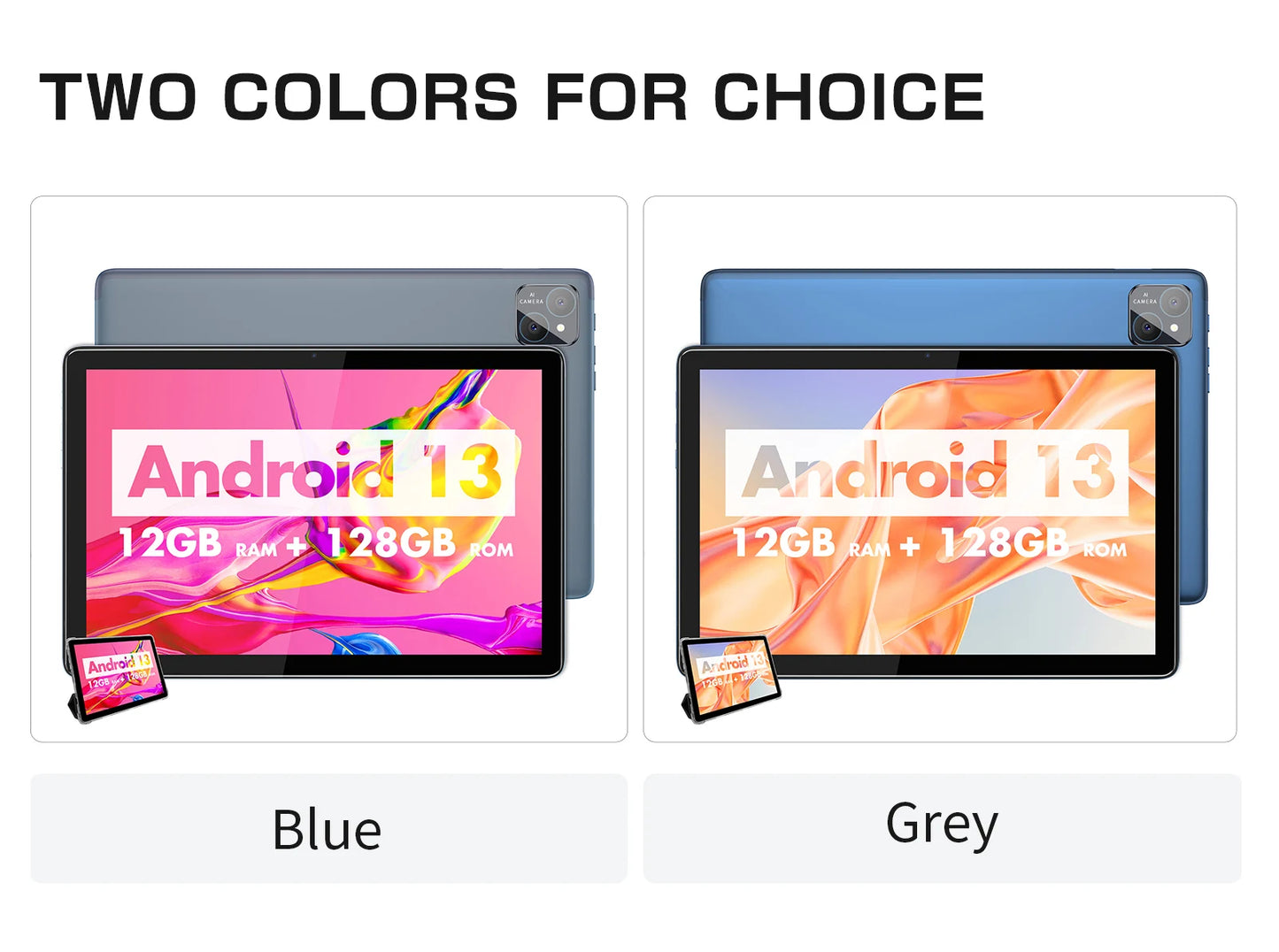 VASOUN Android 14 Tablet 10.1", 12GB(6+6 Expand) RAM, 128GB ROM, Octa Core, Dual SIM 4G Unlocked With 2.4G/5G WiFi GPS.