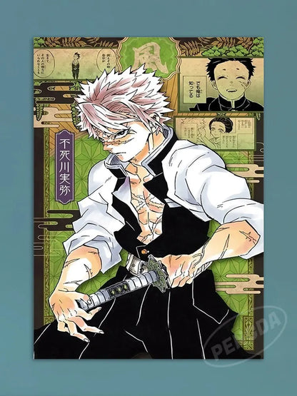 Modern Anime Canvas Wall Art  Demon Slayer Shinazugawa Sanemi Poster  Modular Home Decor for Living Room  Printed Painting.