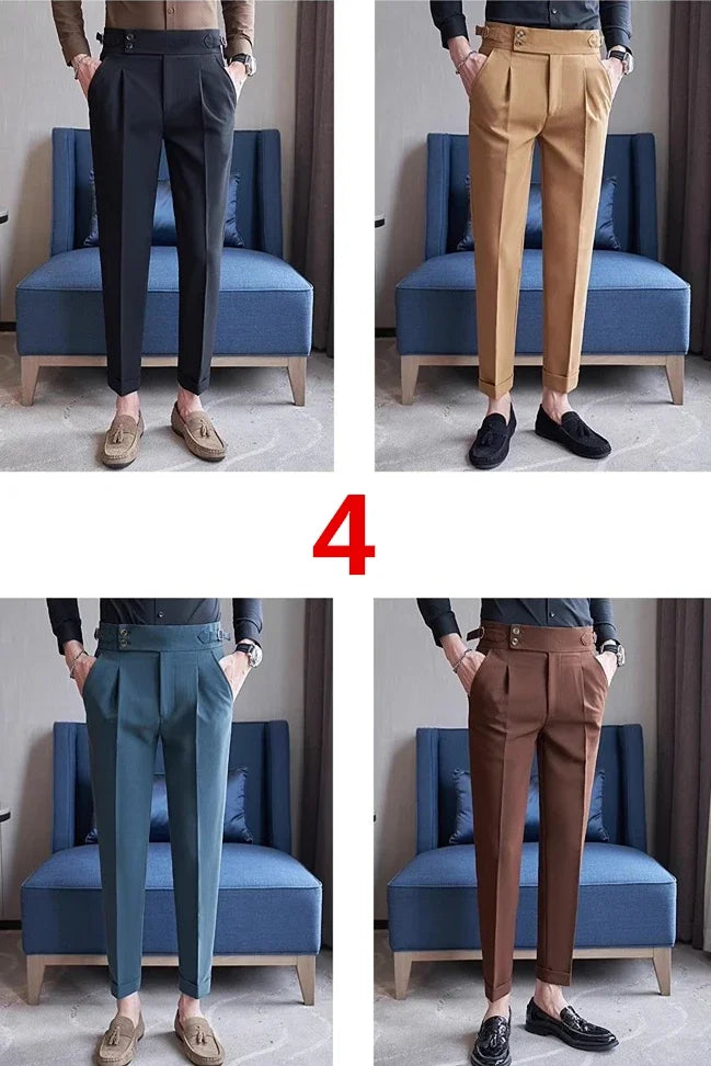 Navy Men's Suit Pants, White Black Trousers, Gray Khaki Pantalones Hombre Fashion Slim Male Pant, 28 29 30 31 32 33 34 36.
