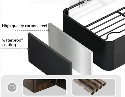 2 Packungen schwarzes Duschregal zur Wandmontage, Badezimmer-Organizer, Regal mit Haken, Küchendekoration, Regale an der Wand