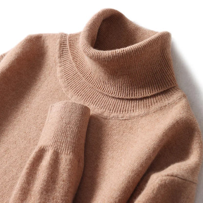 Men's Turtleneck 100% Pure Wool Sweater Men 2024 Autumn and Winter Large Size Loose Knitted Sweater Keep Warm Tops Men Jumper