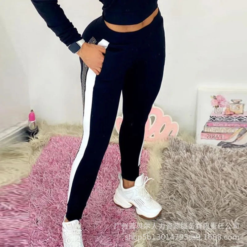Women Tracksuit Pants Set Two Piece Set Autumn Winter Zipper Jacket Tops Suits Jogging Vintage Patchwork Outfits Y2k Streetwear.