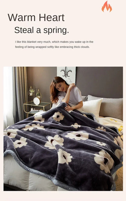 New Raschel plush thickened warm  - et 1PC 150/180/200cm nap air-conditioned room the aircraft  machine washable.