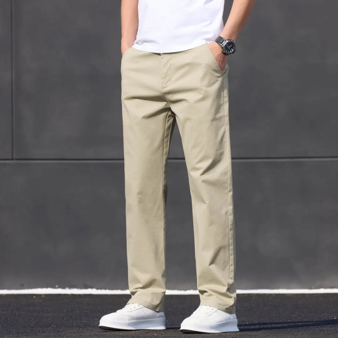 2025 Stretch Men Pants Straight Fit Cotton Golf Trouser Male Spring Summer Formal Dress Office Work Casual Black Navy Blue Khaki.