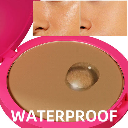Natural Matte Pressed Powder Oil Control Brighten Whitening Face Base Foundation Compact Concealer Makeup Cosmetics.