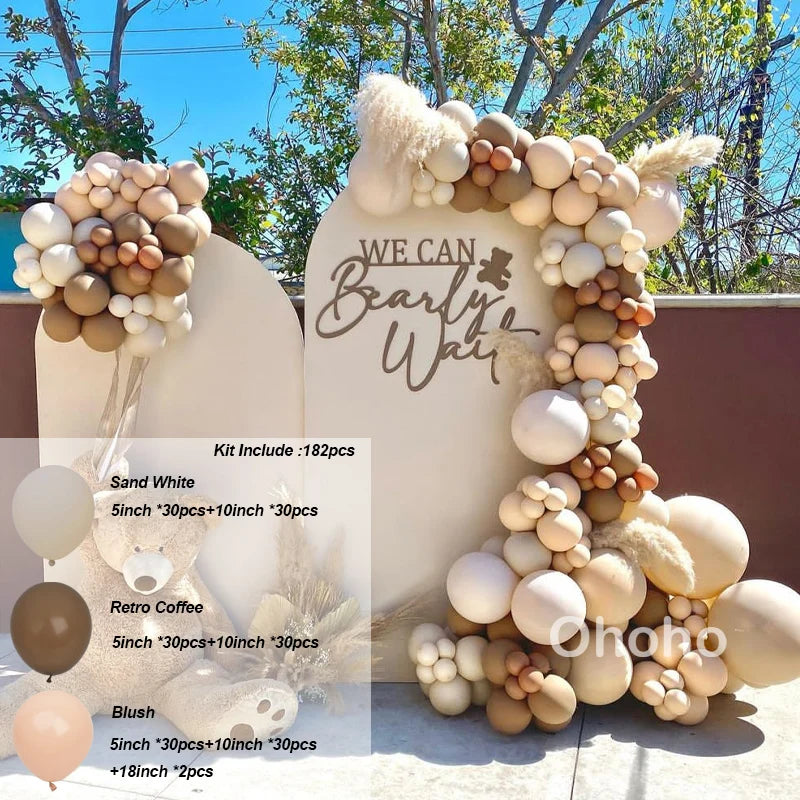 Kaffeebraun Beige Ballon Girlande Bogen Kit Oh Babyparty Dekoration Rustikale Hochzeit Kindergeburtstag Party Taufe Taufe