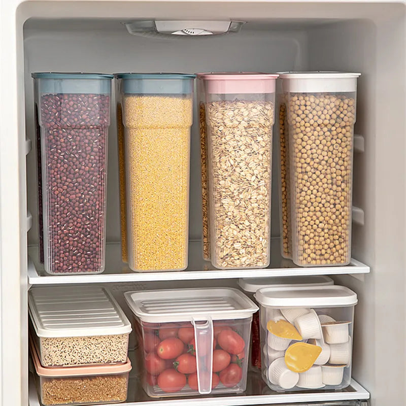 Kitchen Transparent Sealed Jar Plastic Household Cereals Grains Storage Box Hermetic Cans Organizer Bulk Classified Container.