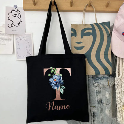 Custom Name Handbag Travel Storage Shoulder Bag Simple Tote Bags Birthday Customize Wedding Bridesmaid Gift Canvas Tote Bag.
