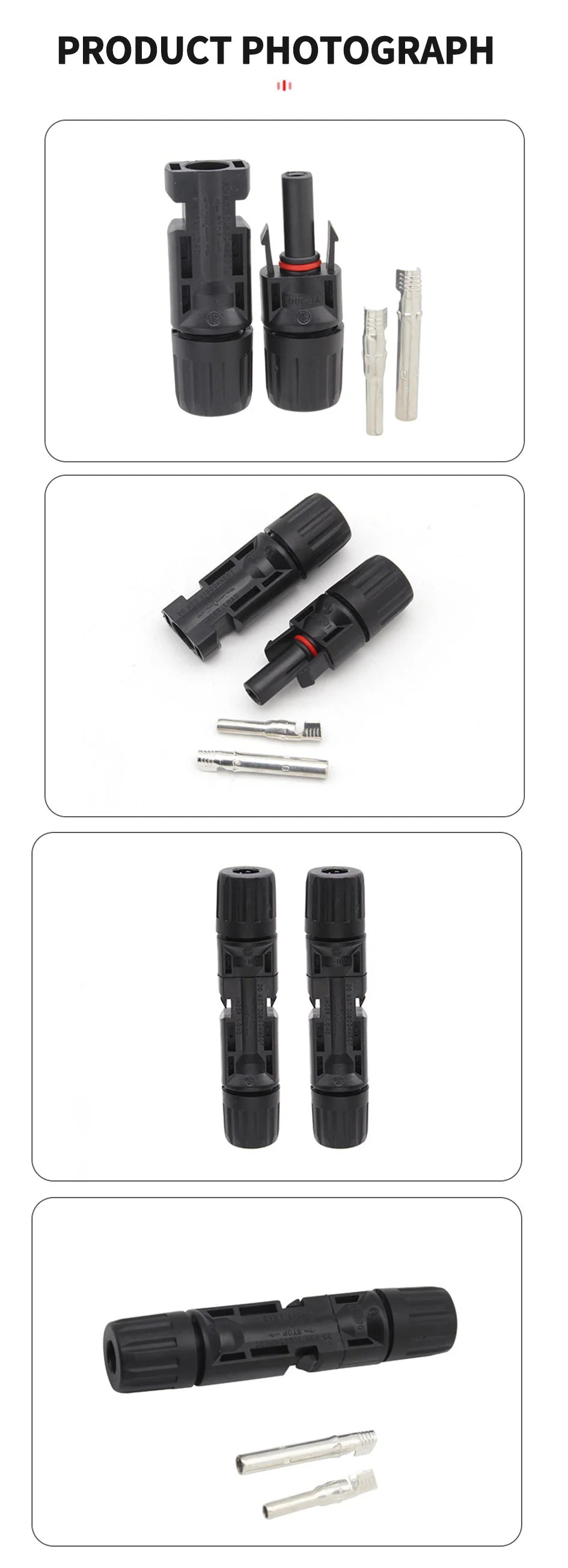 10/20/50/100/300/400PCS Photovoltaic Solar Connector Kit Plug 1000V 30A connectors for solar panels PV/MC Cable 2.5/4/6mm².