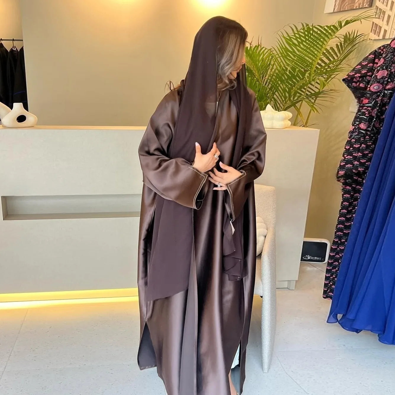 Ramadan Satin Open Kimono Abaya Dubai Luxury 2025 Muslim Kaftan Dress Abayas Women Islam Clothing Robe Femme Musulmane Kebaya.
