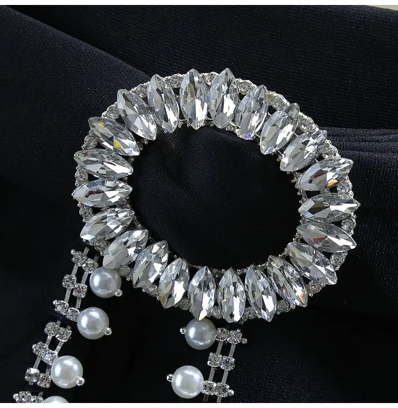 2025 Spring Summer New Simplicity Fashion Diamonds High Waist Shorts Women Clothes Fashion Patchwork Solid Color Wide Leg Pants.