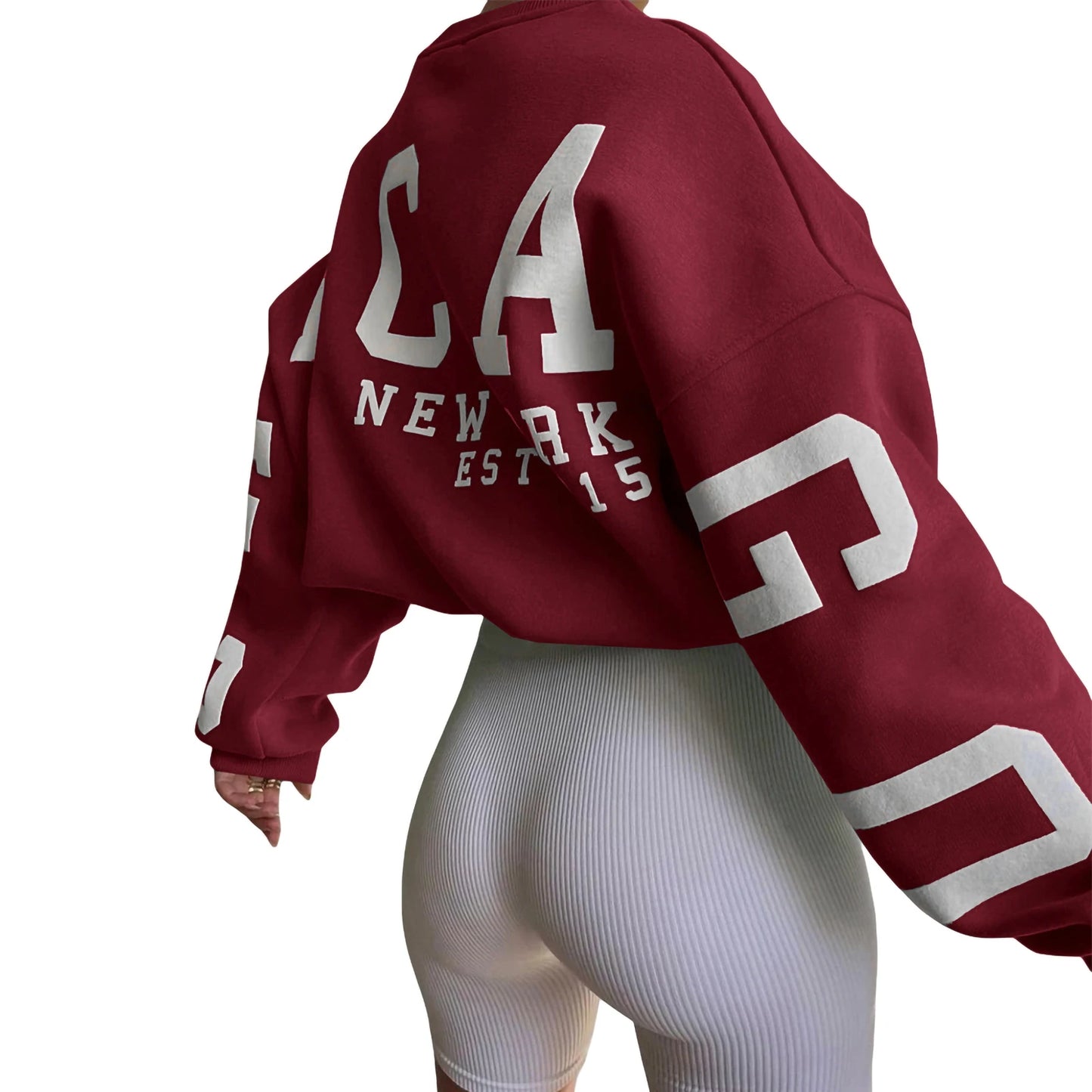 Combhasaki Damen Y2K Grunge Lose Pullover Sweatshirts Brief Drucken Lässige Verdickte Langarm Tops Herbst Hoodie Streetwear