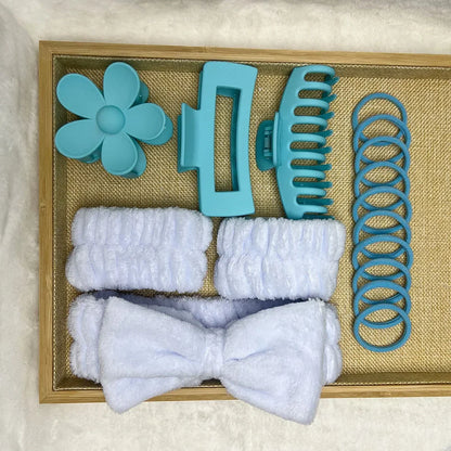 16-Piece Hair Band Set - Colorful Matte Elastic Headbands with Bow, Non-Slip Wash Face Bands for Women & Girls.