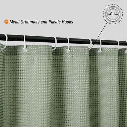 Wasserdichter, schlichter Waffel-Duschvorhang, schimmelresistent, einfarbig, Schattierungsvorhang, Polyester mit Haken, Badezimmer-Trennvorhang
