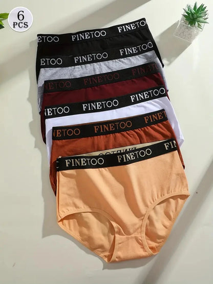 Finetoo 6Pcs/Set Women's Seamless Cotton Briefs Women Plus SizePanties Breathable Underwear Female Low Waist Soft Lingerie S-XXL