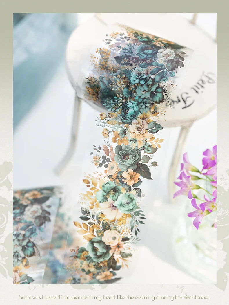 50mm*2m PET Natural Plant Flowers tape Sticker Decorative collage Adhesive Diy Scrapbooking hand made Masking tape.