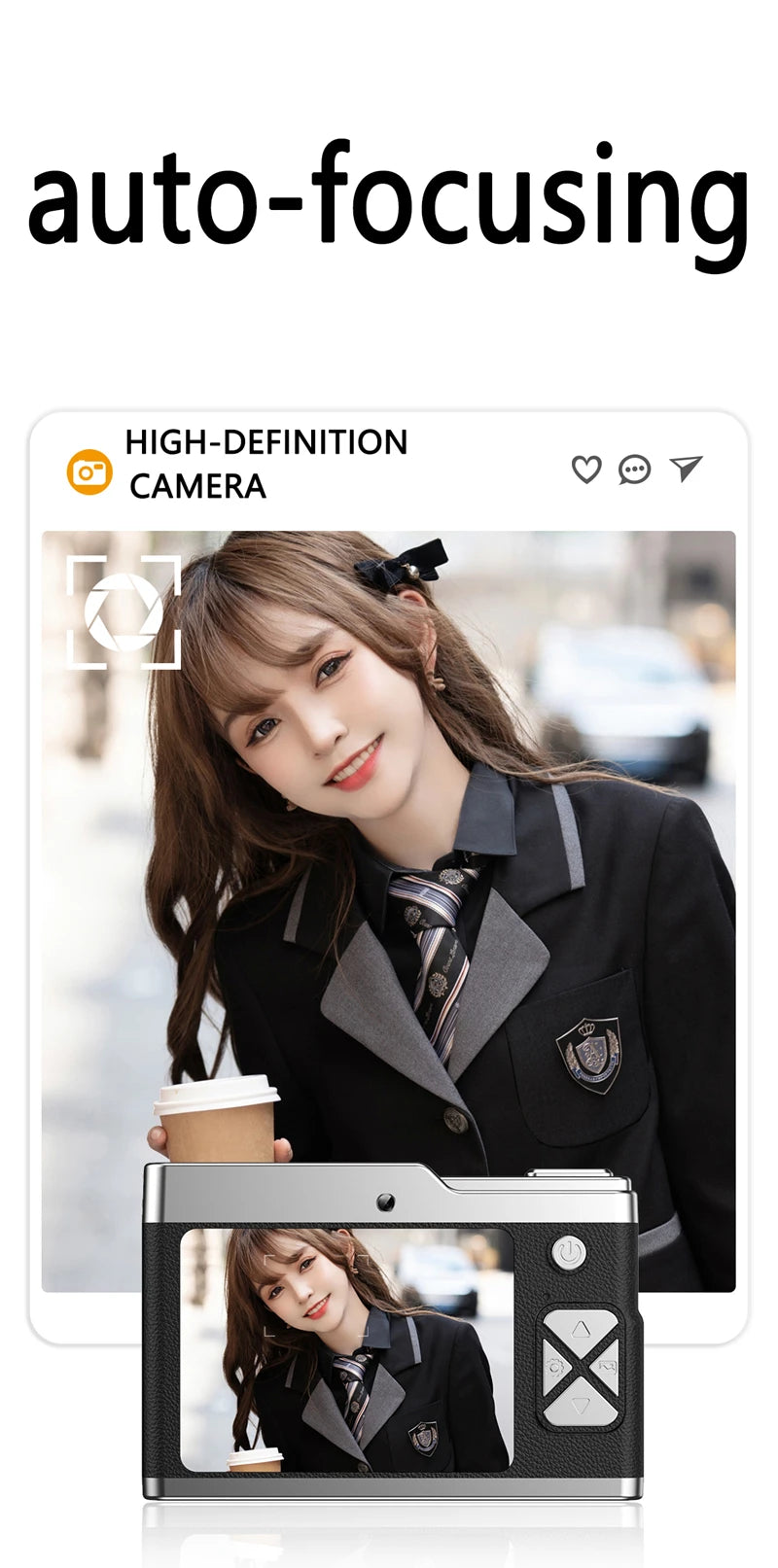 Xiaomi 6K HD Digital Camera 6400W Pixel Student CCD Portable Campus Mini Camera Retro Portable Camera Travel Campus Beginners.