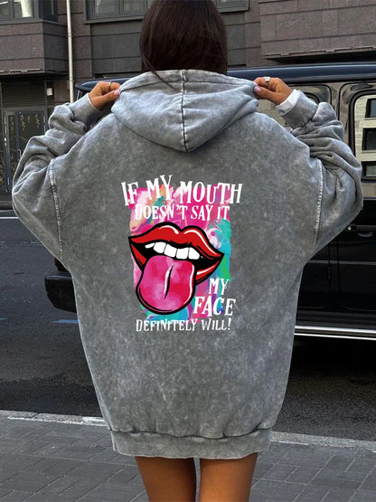 Blessyuki Herbst Winter Gothic Streetwear Print Hoodies Frauen neue lässige Retro gewaschen Plus Size Pullover weibliche Baumwolle Top.