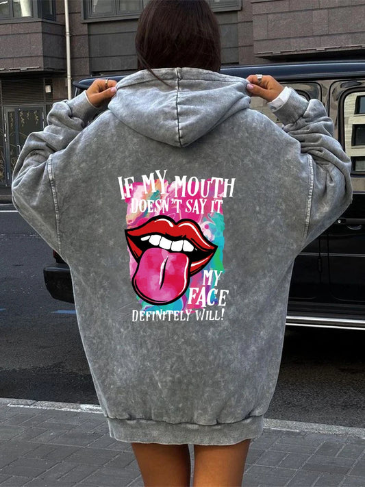 Blessyuki Herbst Winter Gothic Streetwear Print Hoodies Frauen neue lässige Retro gewaschen Plus Size Pullover weibliche Baumwolle Top.