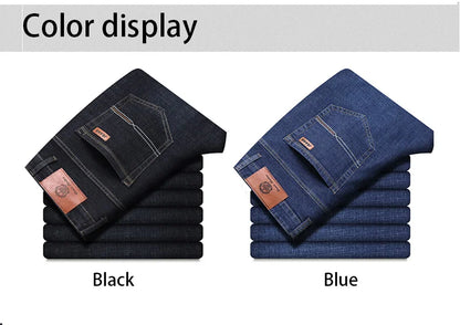 Men Fashion Straight Jeans Mens 2025 New Stretch Slim Fit Pants Comfortable Soft Business Denim Trousers Male Brand Clothing.