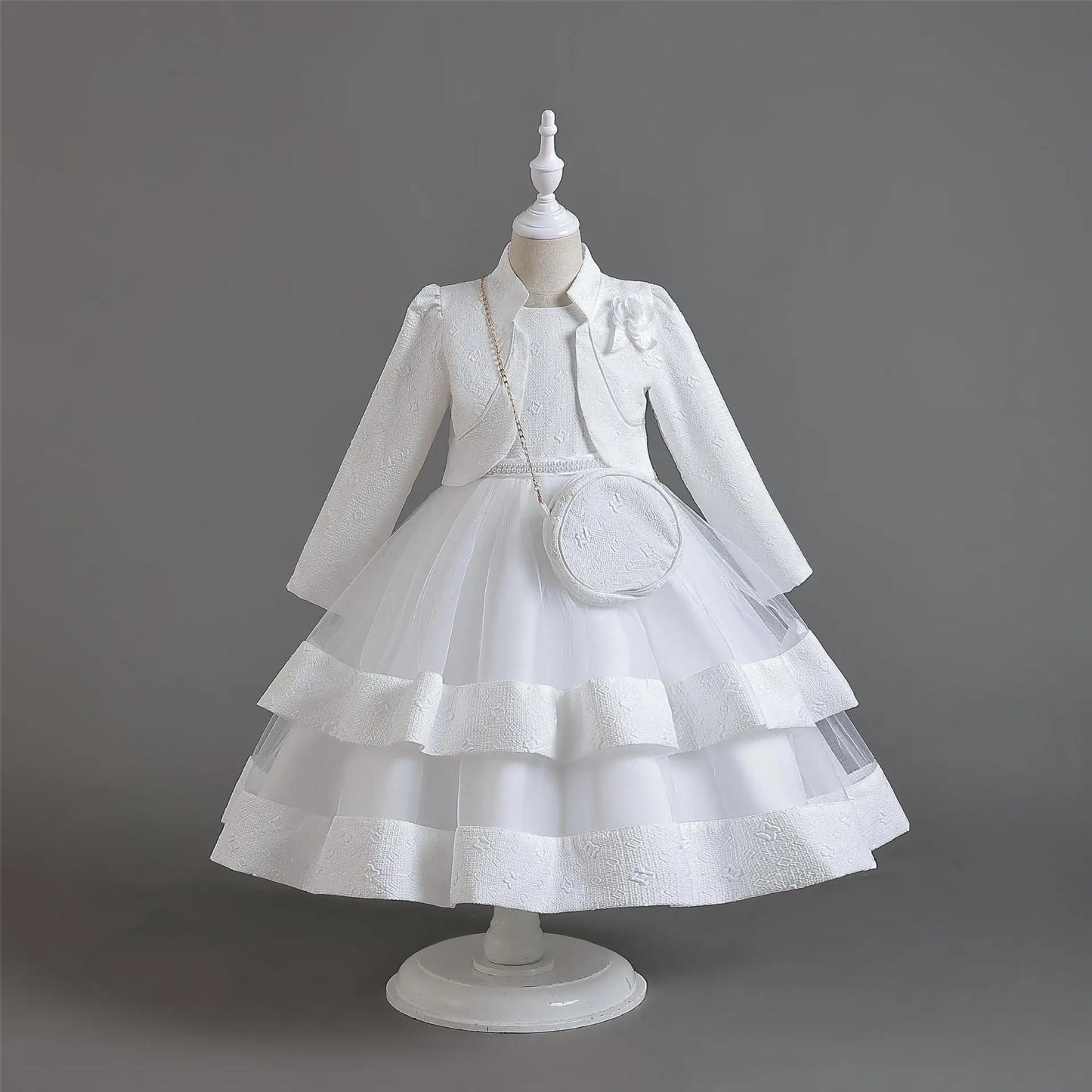 Neues Herbst/Winter Langarm-Partykleid, elegantes Mädchen-Stickerei, Weihnachts-Performance-Kleid, Geschenktüte für Kinder im Alter von 3–11 Jahren