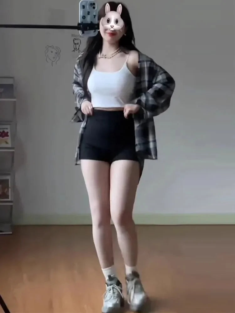 Black High-waisted Elastic Shorts Women's Slimming Petite Brief 2024 New Style Trendy Female Shapewear.