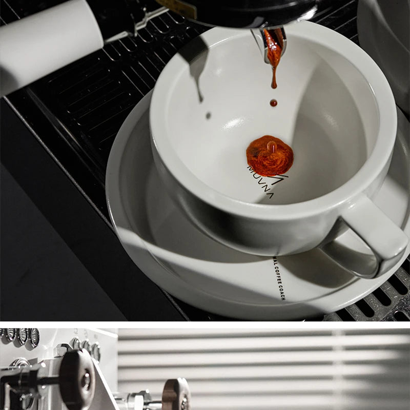 MUVNA Coffee and tea tools Cups 280ml/for Latte,Hot Tea,Cappuccino,Mocha,Cocoa,White/Cup and Saucer Set/Ceramic Latte Coffee Cup