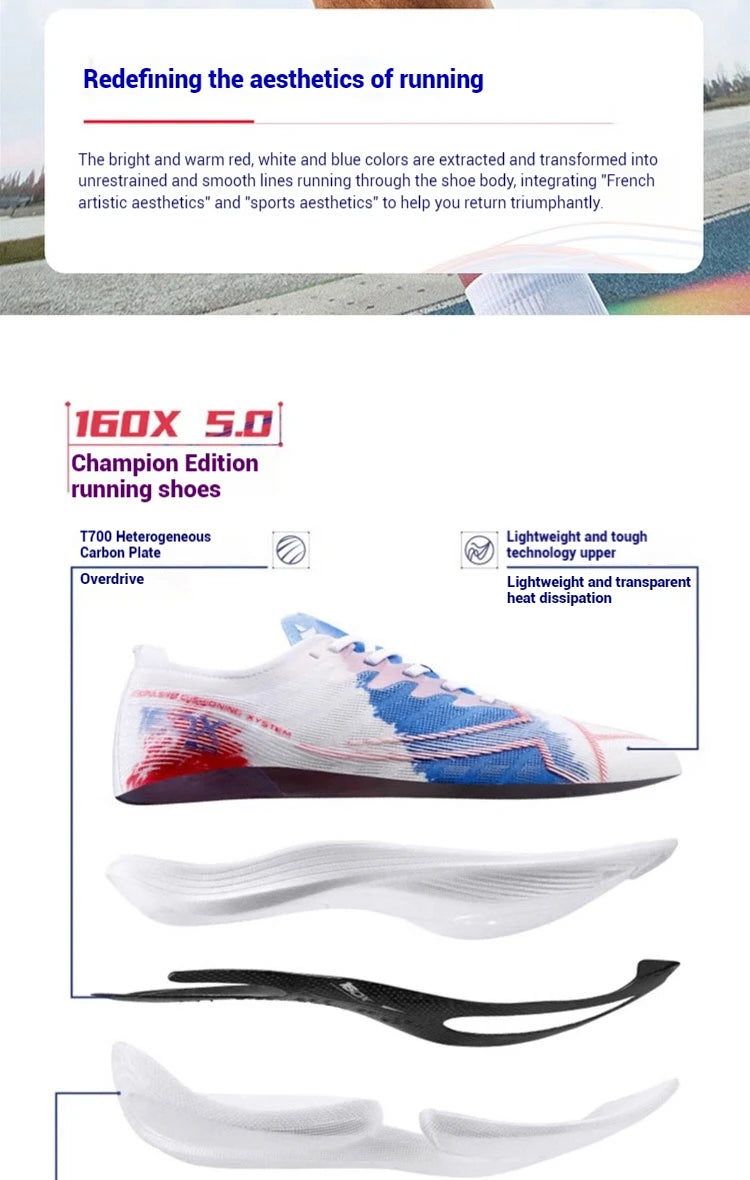 Xtep 160X 5.0 Running Shoes  Professional Marathon PB Carbon Plate Sport Shoe Non-Slip Wear-Resistant Sneakers 977119110004.