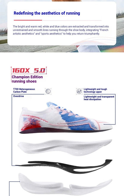 Xtep 160X 5.0 Running Shoes  Professional Marathon PB Carbon Plate Sport Shoe Non-Slip Wear-Resistant Sneakers 977119110004.