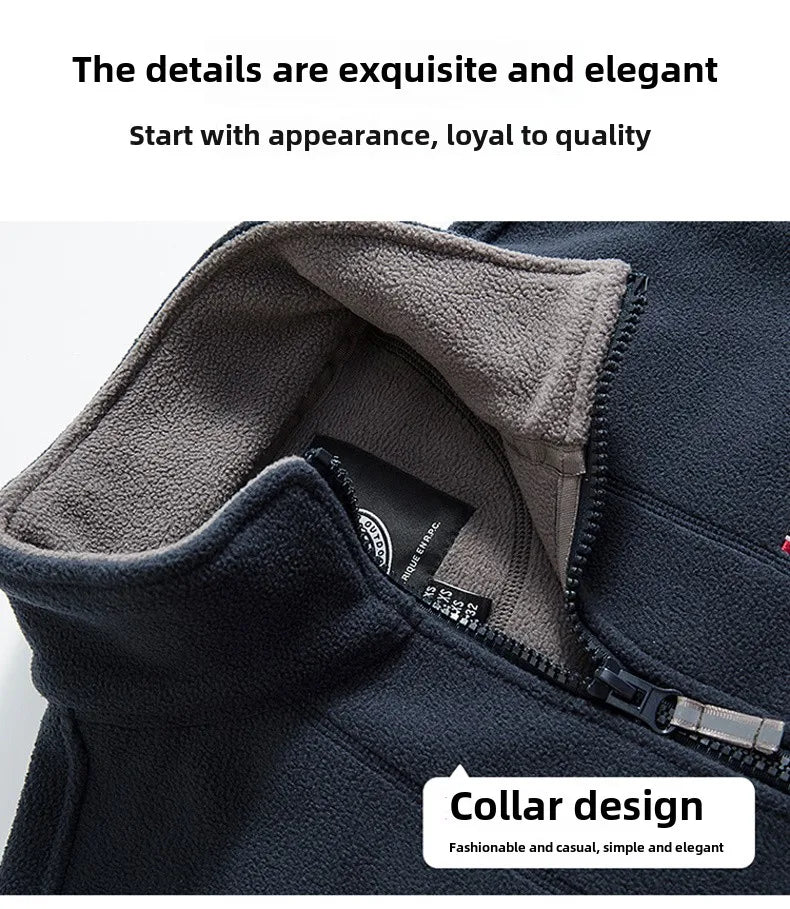 Outdoor Ski Fleece Jacket Men's Autumn And Winter Brand Thick Very Cold Plush Lapel Coat Casual Snow Windproof Sweatshirt Jacket.