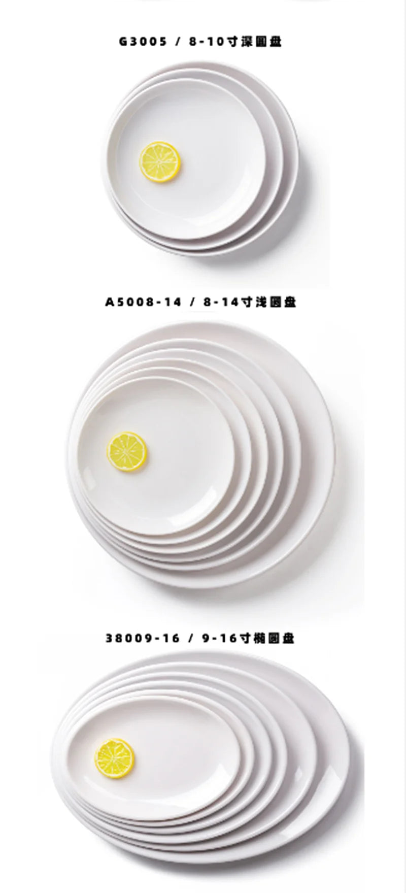 Deep Round Melamine Dinner Plates White Hotel Serving Tray Table Dishes Imitation Porcelain Dishes to Eat Kitchen Dining Sets.
