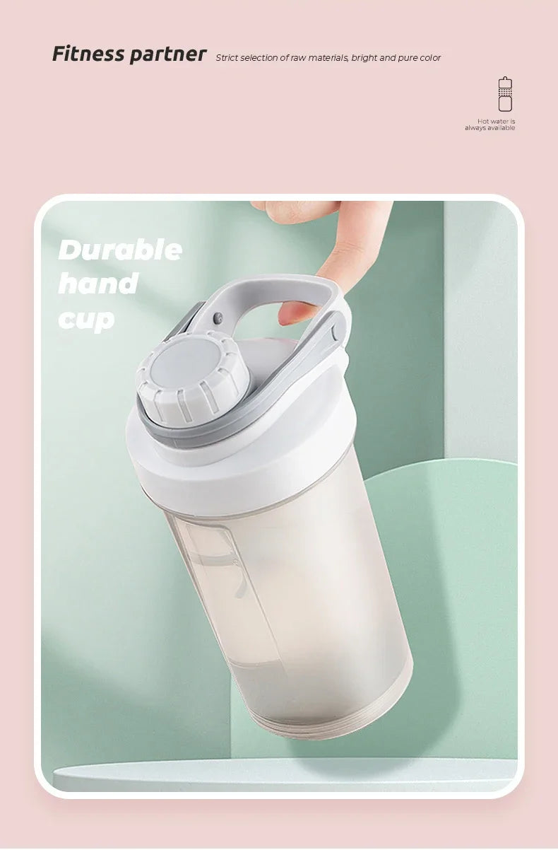 Shake Cup Sports Fitness Water Bottle Milkshake Cup Sports Plastic Water Cup Creative Plastic Drinking Cup Protein Powder Cup.